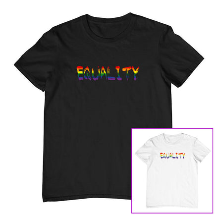 Equality ("Painted" Rainbow Flag Colours) Childrens T-Shirt (Showing Black and White Options)