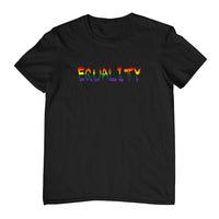 Equality ("Painted" Rainbow Flag Colours) Childrens T-Shirt (Black)