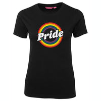 Retro Rainbow Pride Femme Fit T-Shirt (Black)