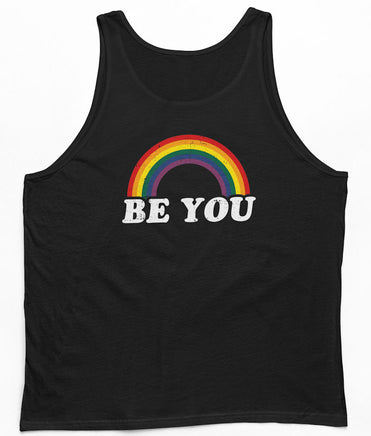 Be You Rainbow Logo "Masculine Fit" Singlet (Black)