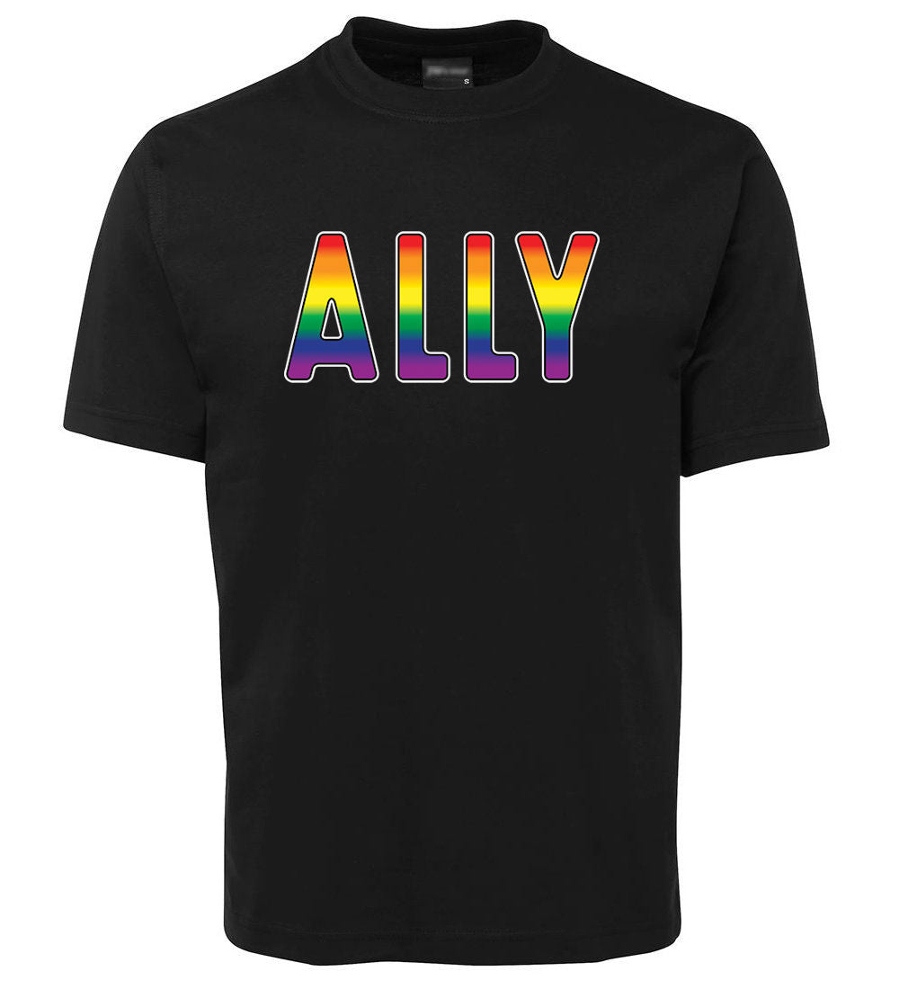 Ally (Rainbow Flag Colours) T-Shirt - LGBT Supporters T-Shirts| Queer ...