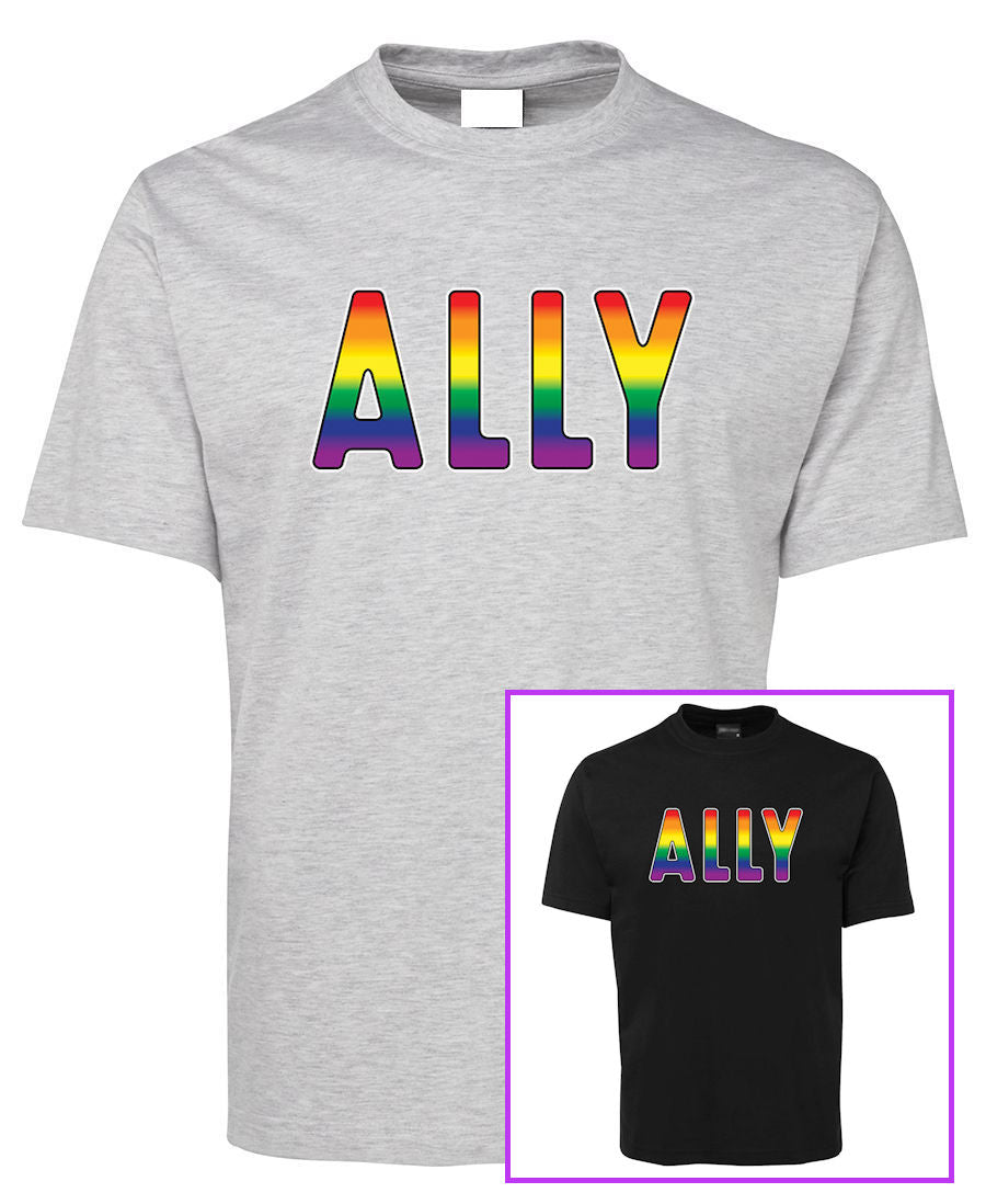 Ally (Rainbow Flag Colours) T-Shirt - LGBT Supporters T-Shirts| Queer ...