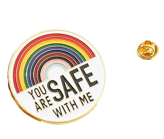 You Are Safe With Me Modern Rainbow Pride Flag Enamel Badge| Queer ...